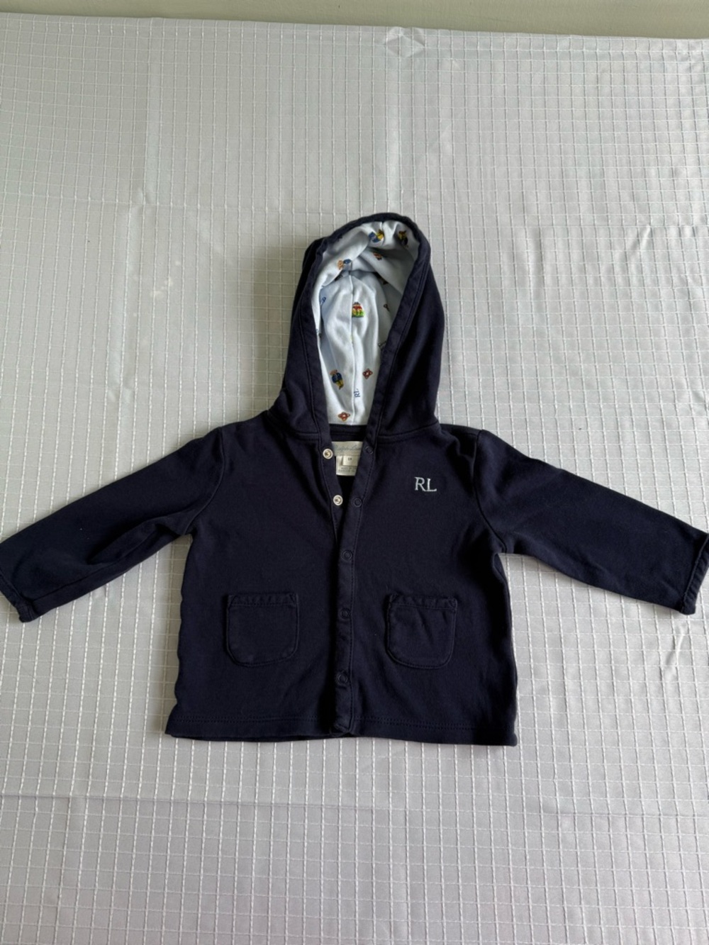 Ralph Lauren Navy Hooded Jacket with Patterned Lining